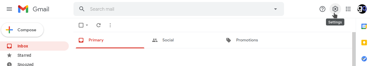 Gmail Settings Cog