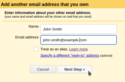 Gmail add email address